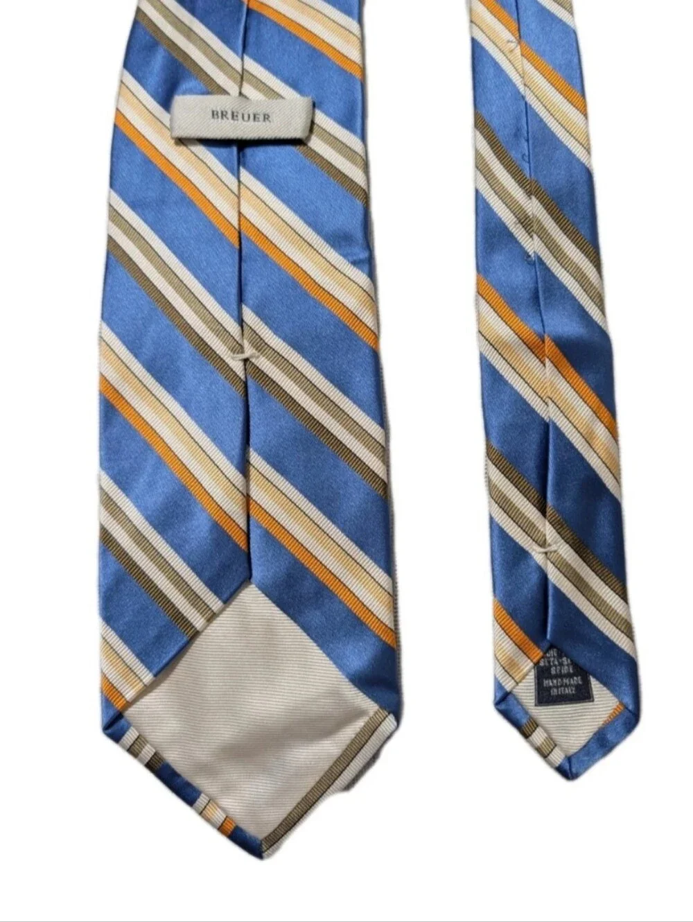 Breuer Men's Necktie Multicolor Repp Stripes French Collection Handmade In Italy